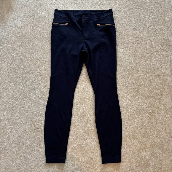 Athleta Ponte Moto 2.0 Pants Leggings Navy Blue - Size 10 - Picture 2 of 10